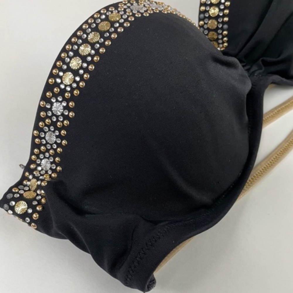 Victoria Secret Strapless Bikini Top - Gold, Gold Embellished 34C